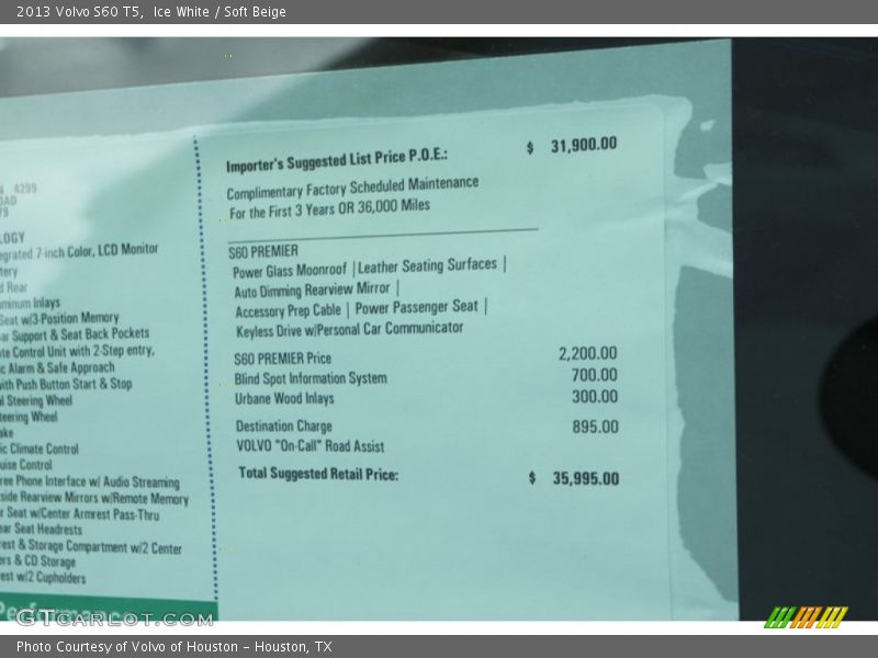 Ice White / Soft Beige 2013 Volvo S60 T5