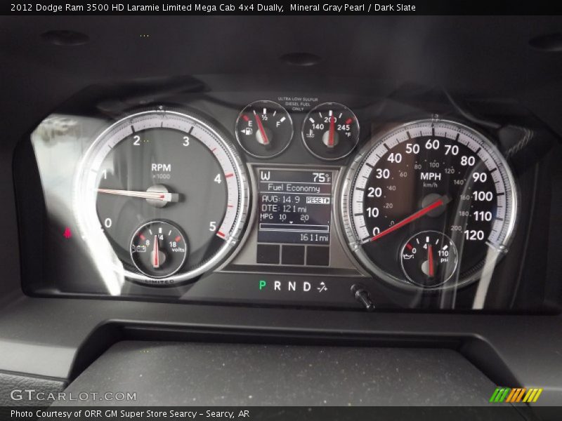 Mineral Gray Pearl / Dark Slate 2012 Dodge Ram 3500 HD Laramie Limited Mega Cab 4x4 Dually