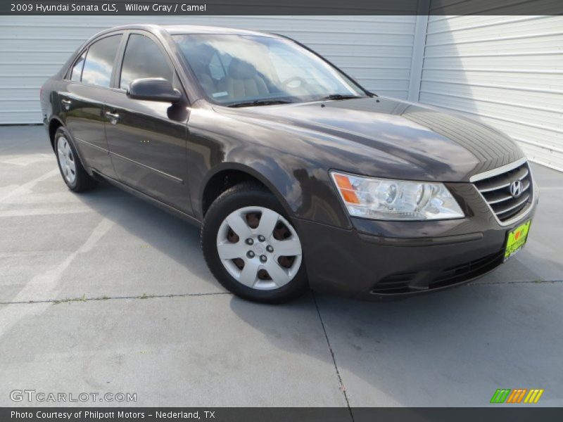 Willow Gray / Camel 2009 Hyundai Sonata GLS