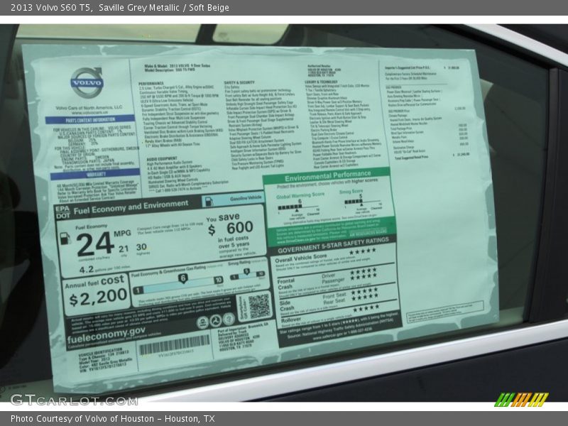 Saville Grey Metallic / Soft Beige 2013 Volvo S60 T5