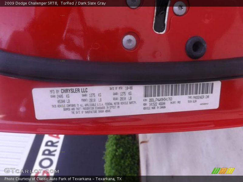 TorRed / Dark Slate Gray 2009 Dodge Challenger SRT8