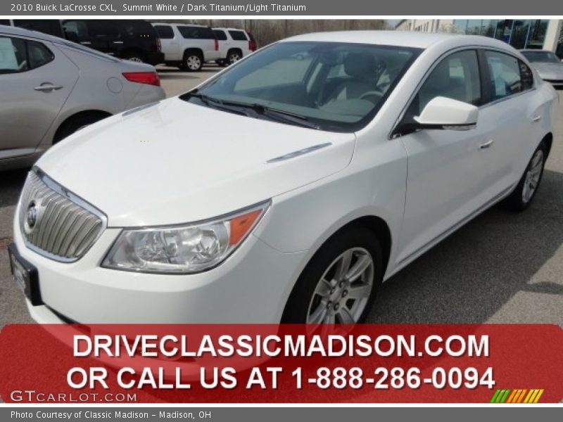 Summit White / Dark Titanium/Light Titanium 2010 Buick LaCrosse CXL