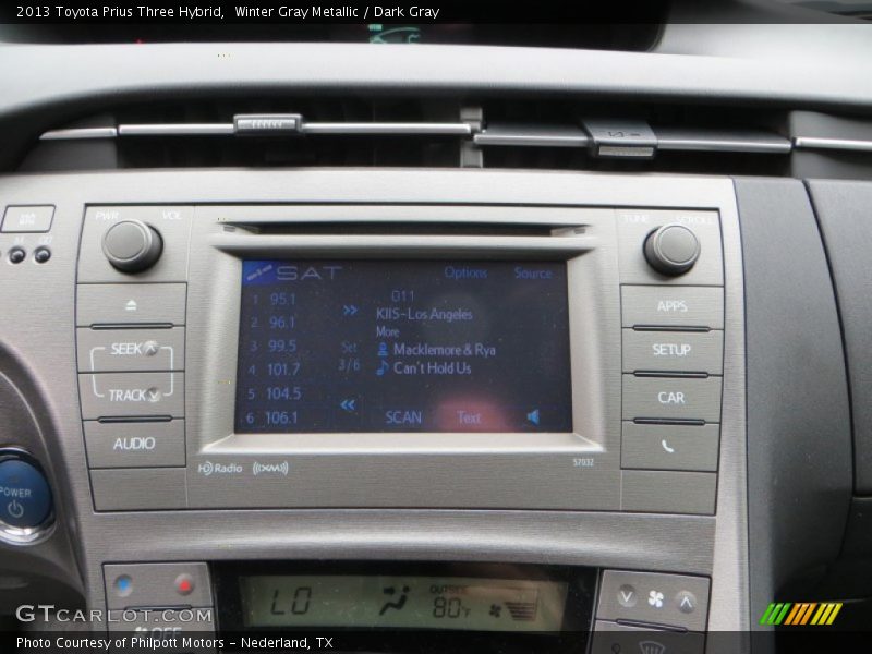 Winter Gray Metallic / Dark Gray 2013 Toyota Prius Three Hybrid