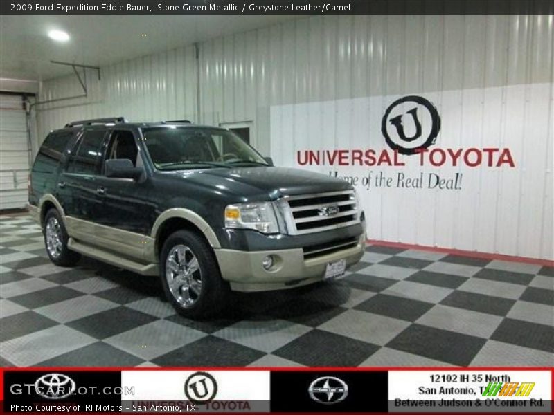 Stone Green Metallic / Greystone Leather/Camel 2009 Ford Expedition Eddie Bauer