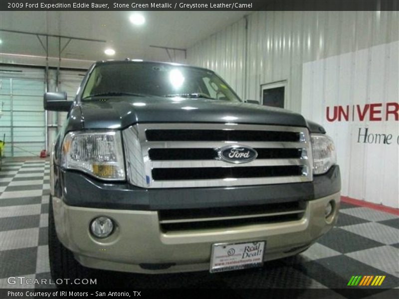 Stone Green Metallic / Greystone Leather/Camel 2009 Ford Expedition Eddie Bauer