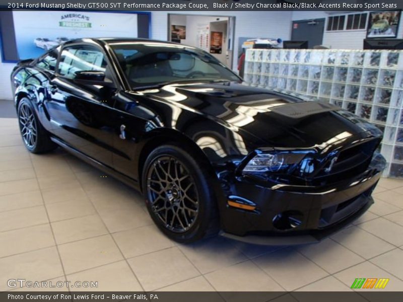 Black / Shelby Charcoal Black/Black Accents Recaro Sport Seats 2014 Ford Mustang Shelby GT500 SVT Performance Package Coupe