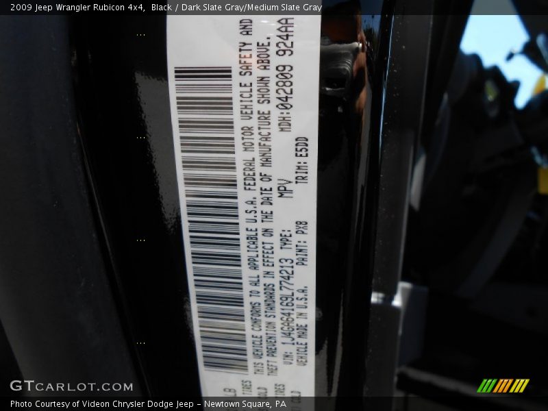 Black / Dark Slate Gray/Medium Slate Gray 2009 Jeep Wrangler Rubicon 4x4