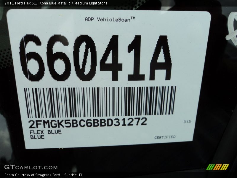 Kona Blue Metallic / Medium Light Stone 2011 Ford Flex SE