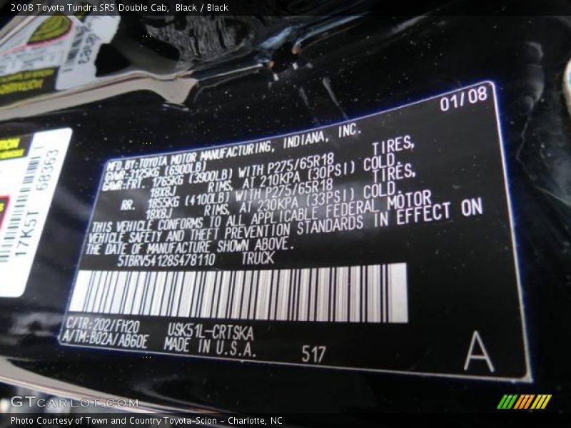 Black / Black 2008 Toyota Tundra SR5 Double Cab