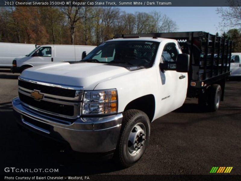Summit White / Dark Titanium 2013 Chevrolet Silverado 3500HD WT Regular Cab Stake Truck