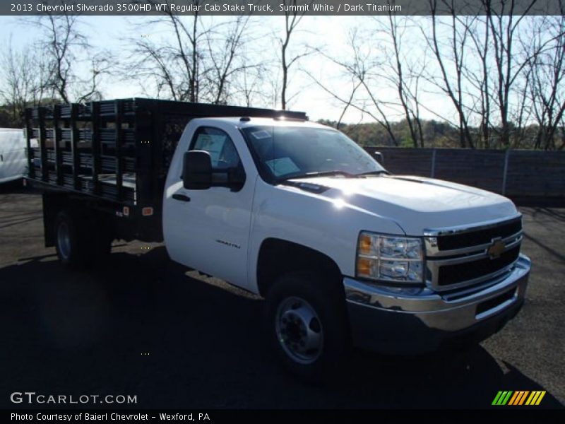 Summit White / Dark Titanium 2013 Chevrolet Silverado 3500HD WT Regular Cab Stake Truck