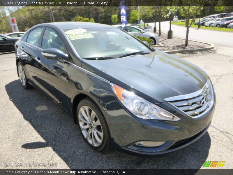 Pacific Blue Pearl / Gray 2011 Hyundai Sonata Limited 2.0T