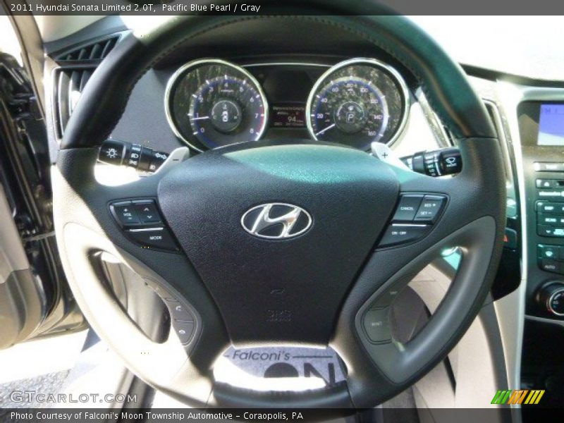Pacific Blue Pearl / Gray 2011 Hyundai Sonata Limited 2.0T