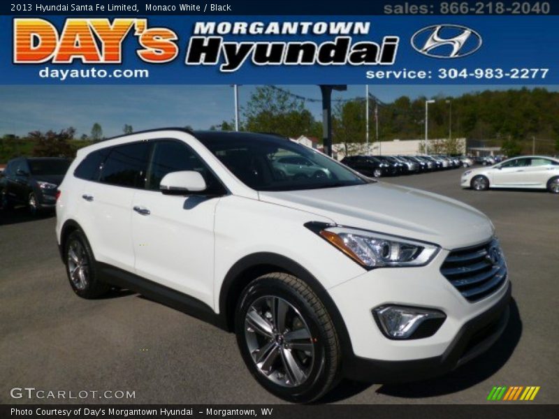 Monaco White / Black 2013 Hyundai Santa Fe Limited