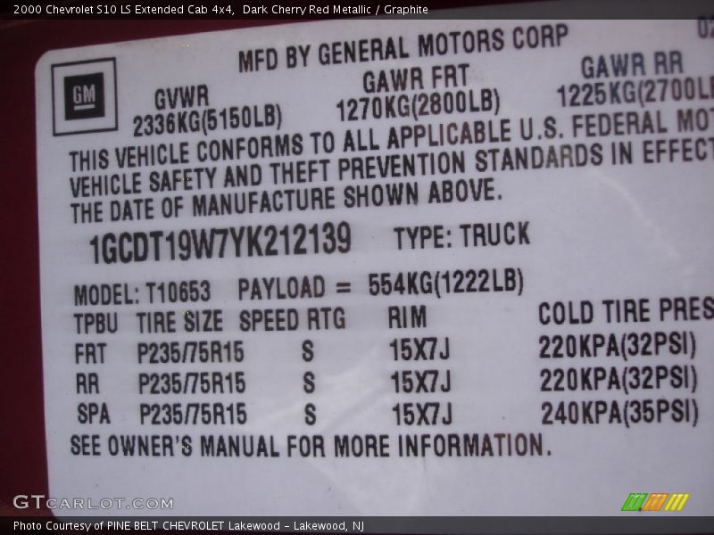 Dark Cherry Red Metallic / Graphite 2000 Chevrolet S10 LS Extended Cab 4x4