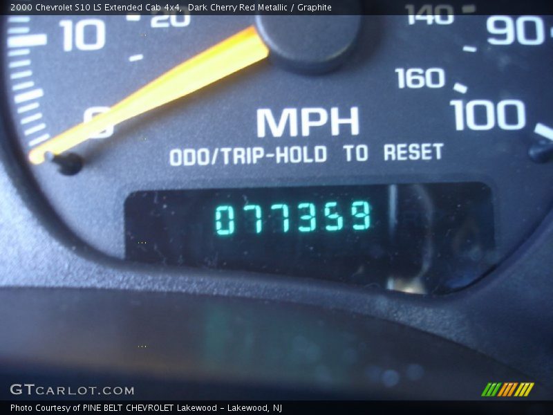 Dark Cherry Red Metallic / Graphite 2000 Chevrolet S10 LS Extended Cab 4x4