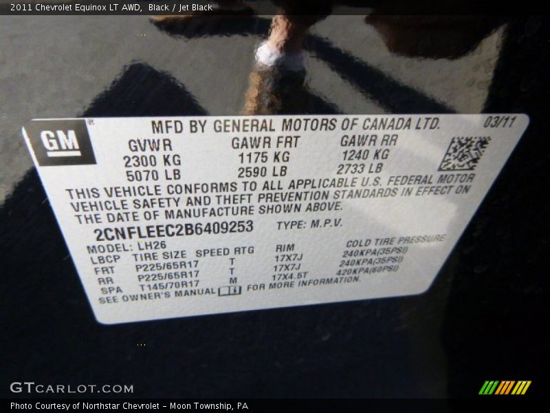 Black / Jet Black 2011 Chevrolet Equinox LT AWD