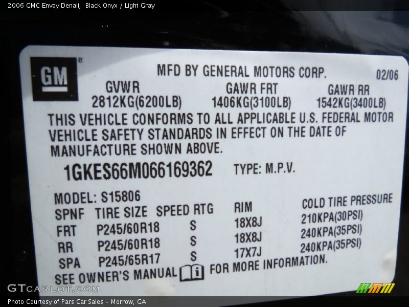 Black Onyx / Light Gray 2006 GMC Envoy Denali