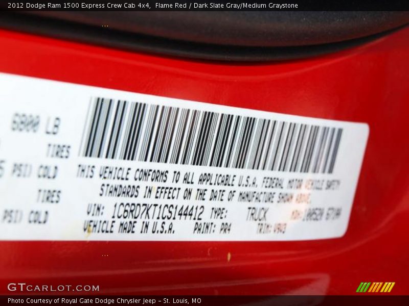 Flame Red / Dark Slate Gray/Medium Graystone 2012 Dodge Ram 1500 Express Crew Cab 4x4