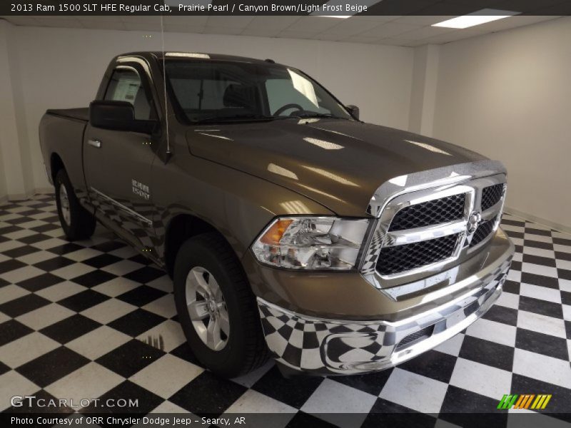 Prairie Pearl / Canyon Brown/Light Frost Beige 2013 Ram 1500 SLT HFE Regular Cab