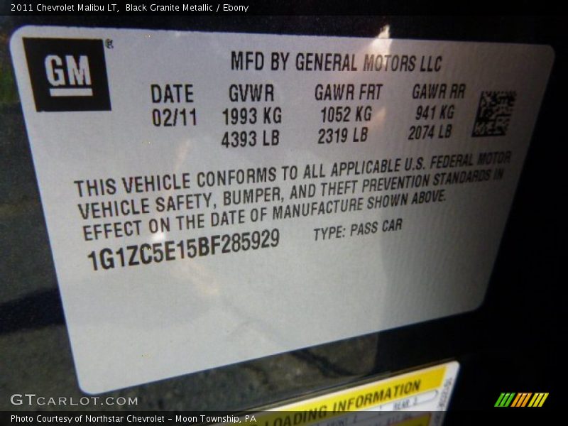Black Granite Metallic / Ebony 2011 Chevrolet Malibu LT