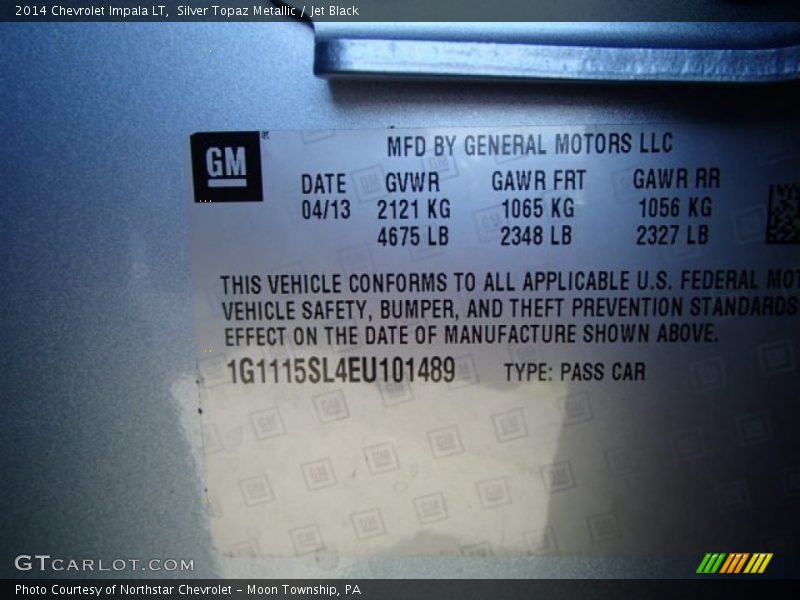 Silver Topaz Metallic / Jet Black 2014 Chevrolet Impala LT