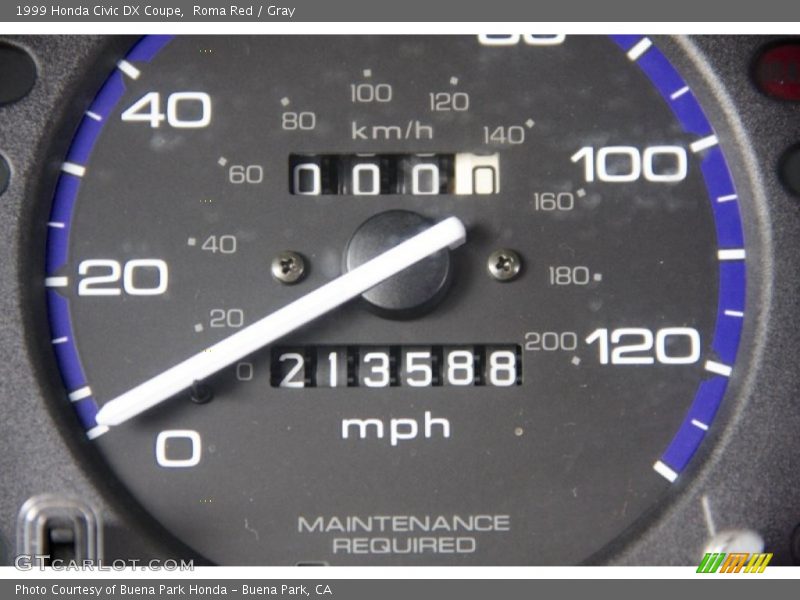 Roma Red / Gray 1999 Honda Civic DX Coupe