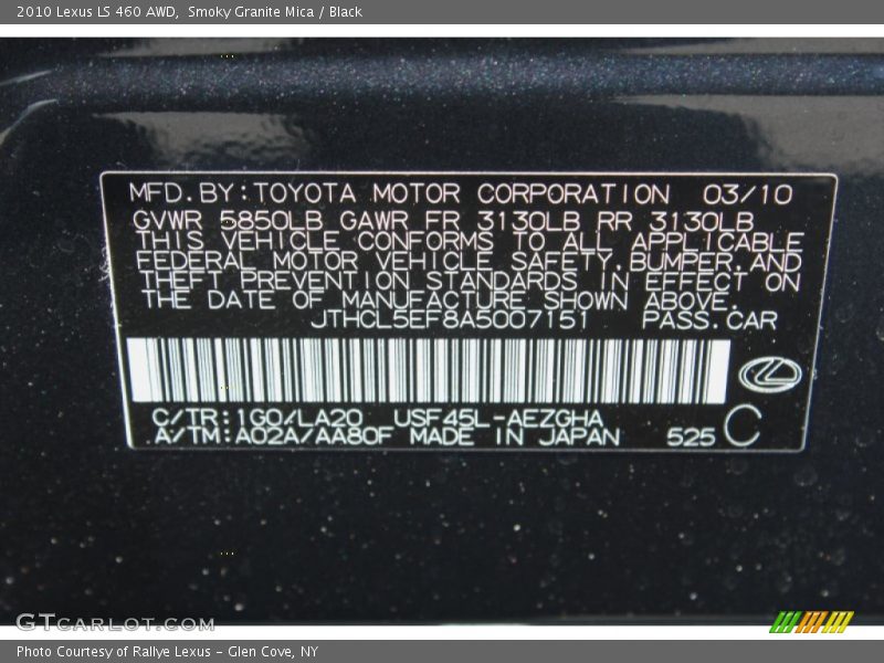 Smoky Granite Mica / Black 2010 Lexus LS 460 AWD