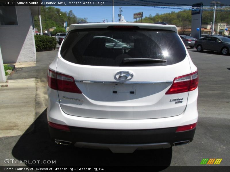 Monaco White / Beige 2013 Hyundai Santa Fe Limited AWD