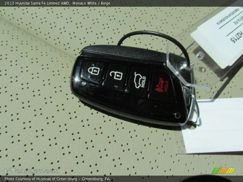 Monaco White / Beige 2013 Hyundai Santa Fe Limited AWD