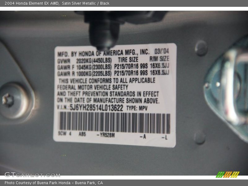 Satin Silver Metallic / Black 2004 Honda Element EX AWD