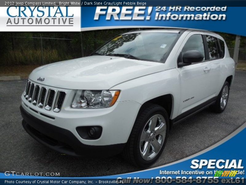 Bright White / Dark Slate Gray/Light Pebble Beige 2012 Jeep Compass Limited