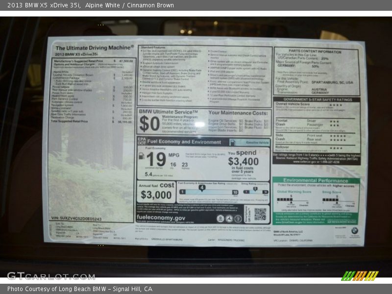 Alpine White / Cinnamon Brown 2013 BMW X5 xDrive 35i