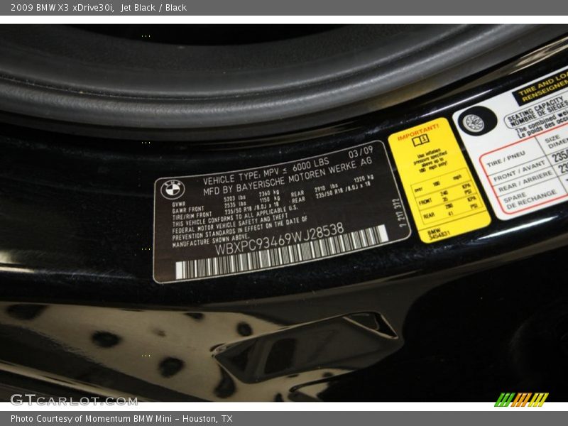 Jet Black / Black 2009 BMW X3 xDrive30i