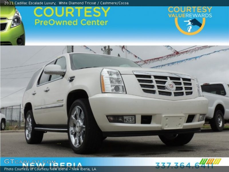 White Diamond Tricoat / Cashmere/Cocoa 2011 Cadillac Escalade Luxury