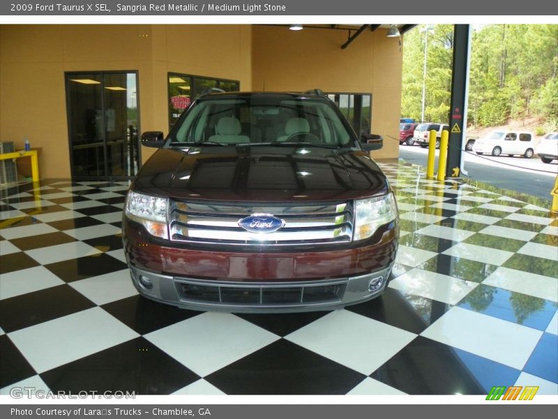 Sangria Red Metallic / Medium Light Stone 2009 Ford Taurus X SEL