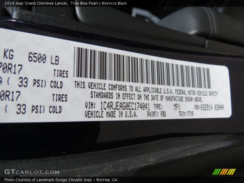 True Blue Pearl / Morocco Black 2014 Jeep Grand Cherokee Laredo