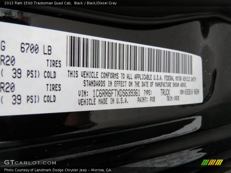 Black / Black/Diesel Gray 2013 Ram 1500 Tradesman Quad Cab
