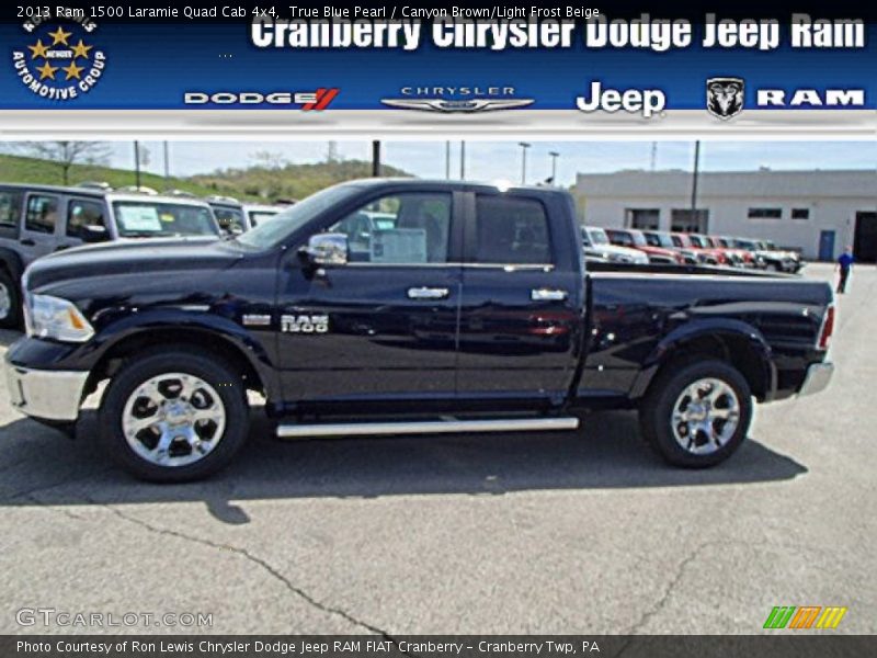 True Blue Pearl / Canyon Brown/Light Frost Beige 2013 Ram 1500 Laramie Quad Cab 4x4