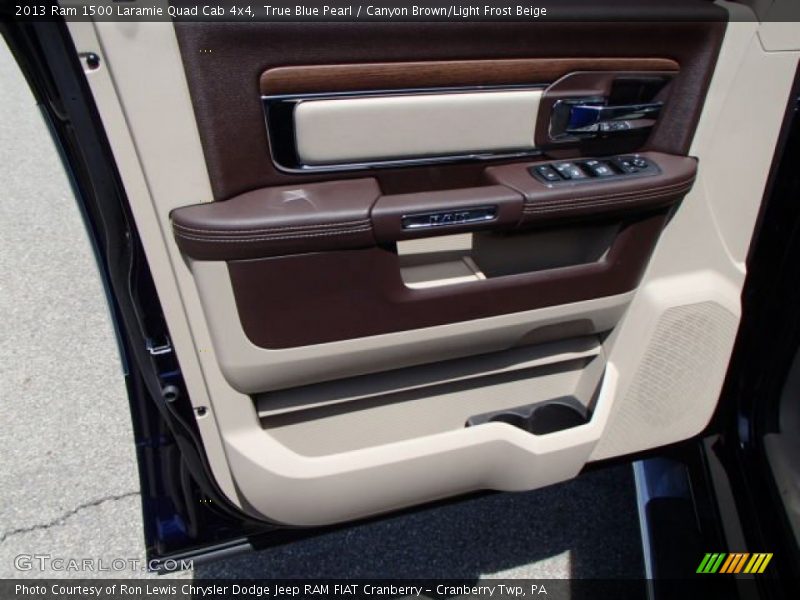 True Blue Pearl / Canyon Brown/Light Frost Beige 2013 Ram 1500 Laramie Quad Cab 4x4