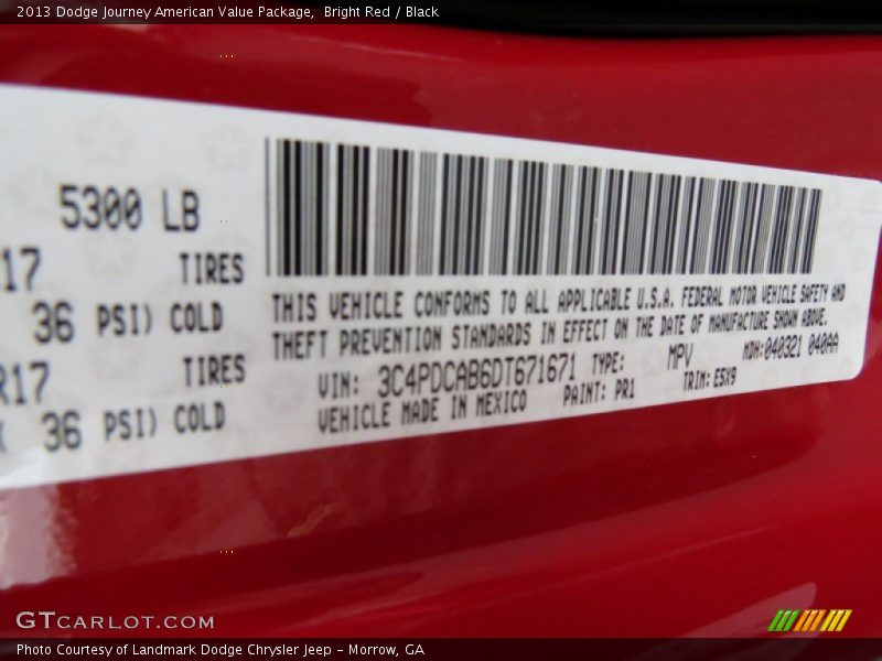 Bright Red / Black 2013 Dodge Journey American Value Package