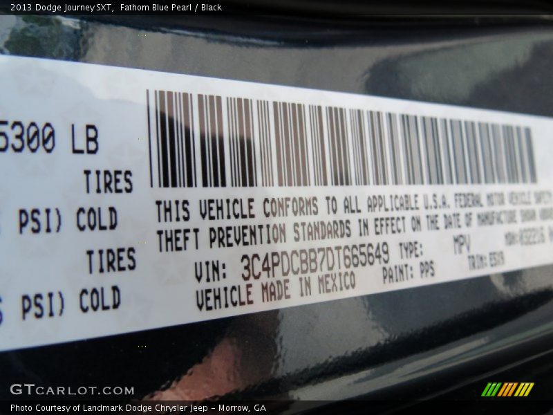 Fathom Blue Pearl / Black 2013 Dodge Journey SXT