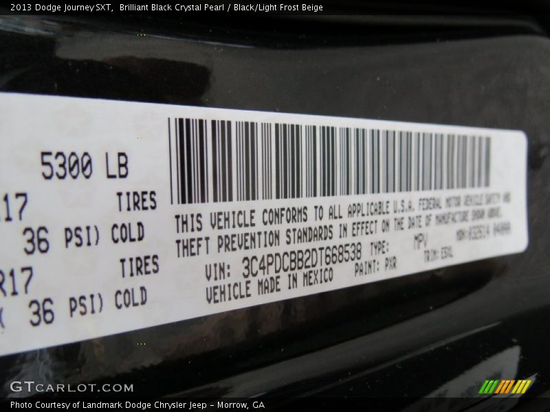 Brilliant Black Crystal Pearl / Black/Light Frost Beige 2013 Dodge Journey SXT