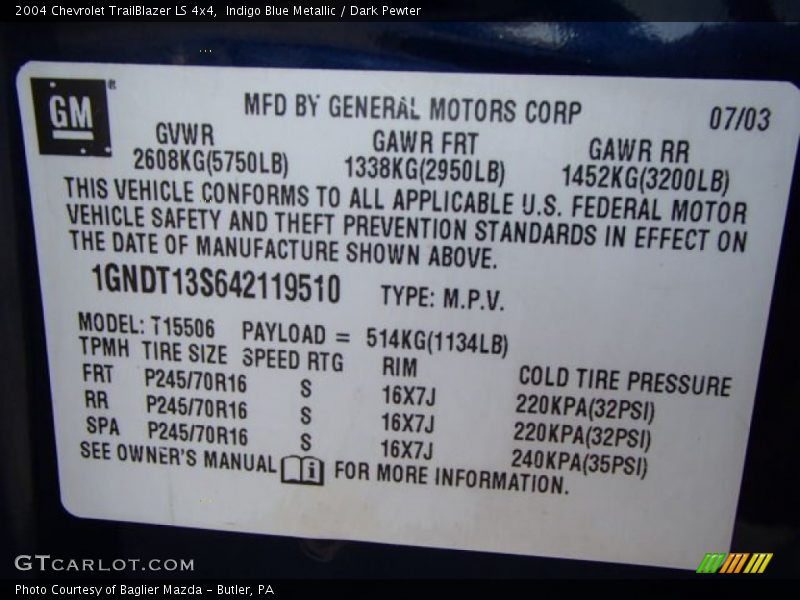 Indigo Blue Metallic / Dark Pewter 2004 Chevrolet TrailBlazer LS 4x4