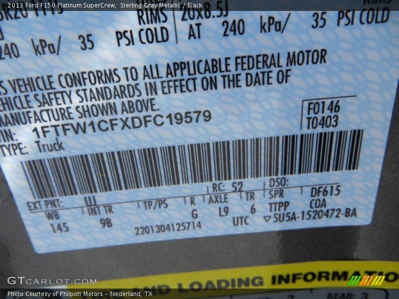 Sterling Gray Metallic / Black 2013 Ford F150 Platinum SuperCrew
