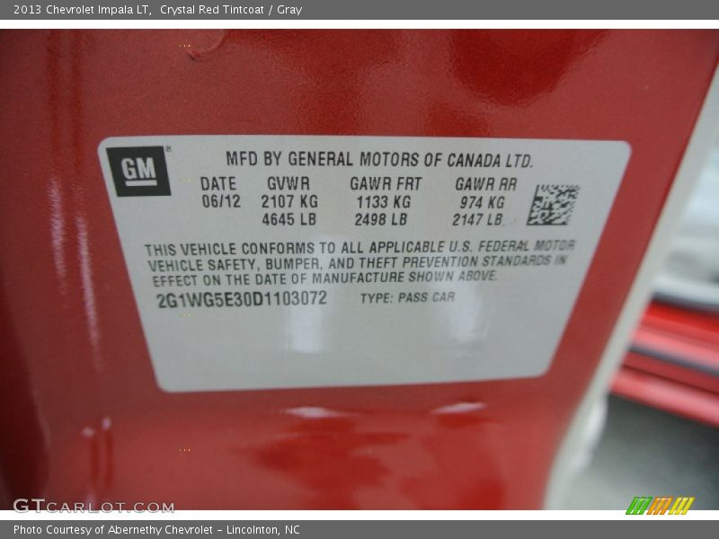 Crystal Red Tintcoat / Gray 2013 Chevrolet Impala LT