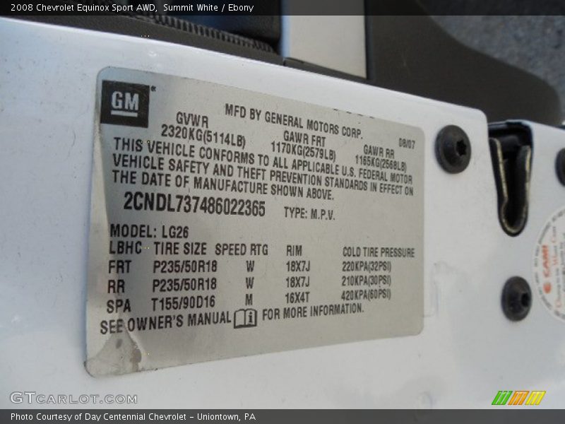 Summit White / Ebony 2008 Chevrolet Equinox Sport AWD