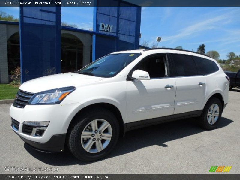 White / Ebony 2013 Chevrolet Traverse LT AWD