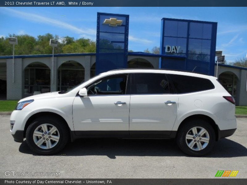 White / Ebony 2013 Chevrolet Traverse LT AWD