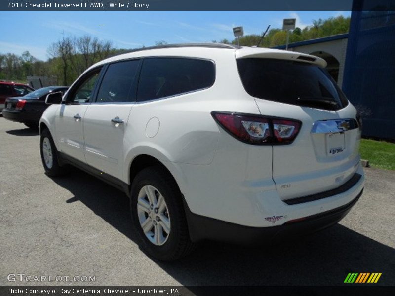 White / Ebony 2013 Chevrolet Traverse LT AWD